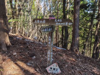 尾根に出た所の標識
