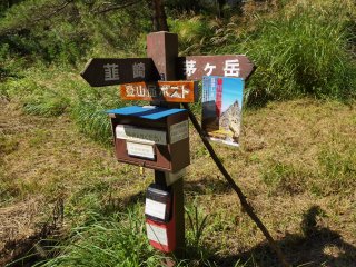 登山ポスト付きの標識